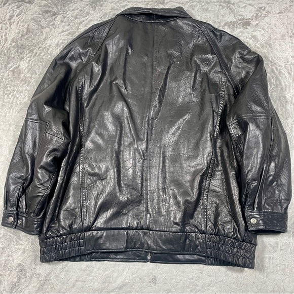 Roundtree & Yorke Lambskin Leather Bomber Jacket Coat Black Men’s 3X - Picture 3 of 9